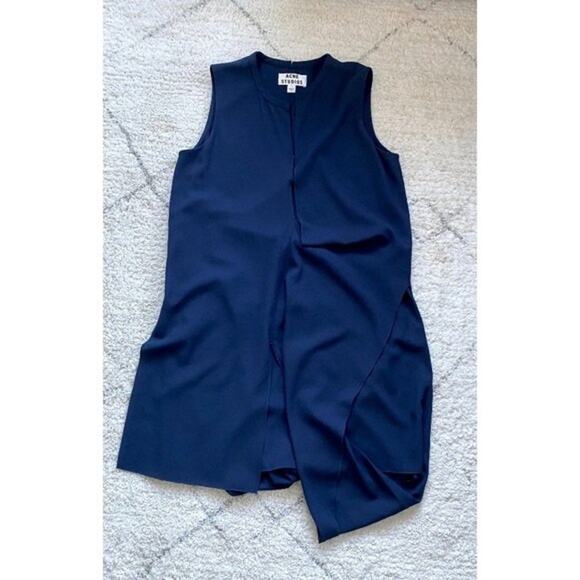Acne Studios Pacific Deconstructed Side Drape Sleeveless Cocktail Dress Size 6 - Picture 11 of 11
